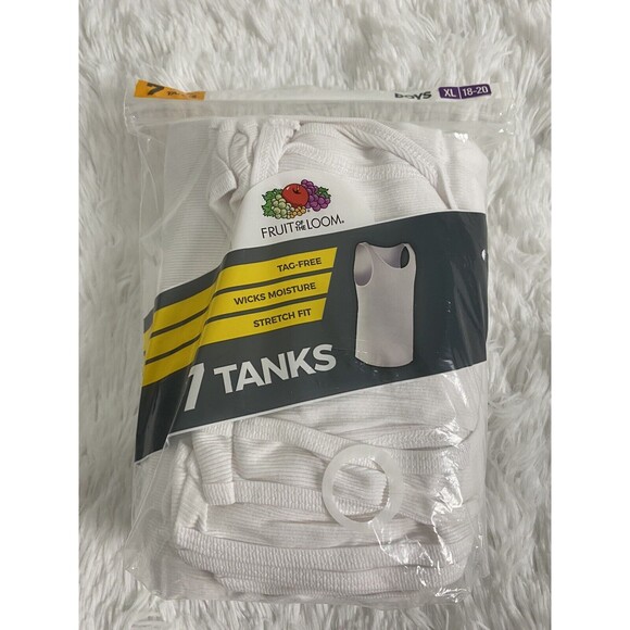 Fruit of the Loom Tank Top Undershirt Boys' White Cotton Size XL 18-20 6 Pack - Picture 7 of 8